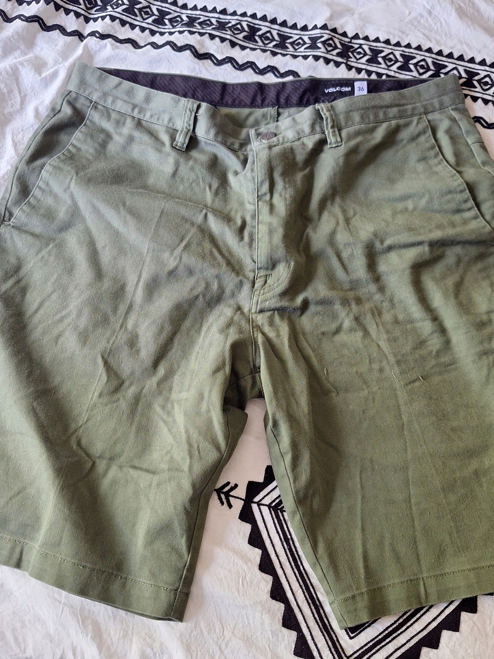 Volcom Men's Olive Green Flat Front Shorts